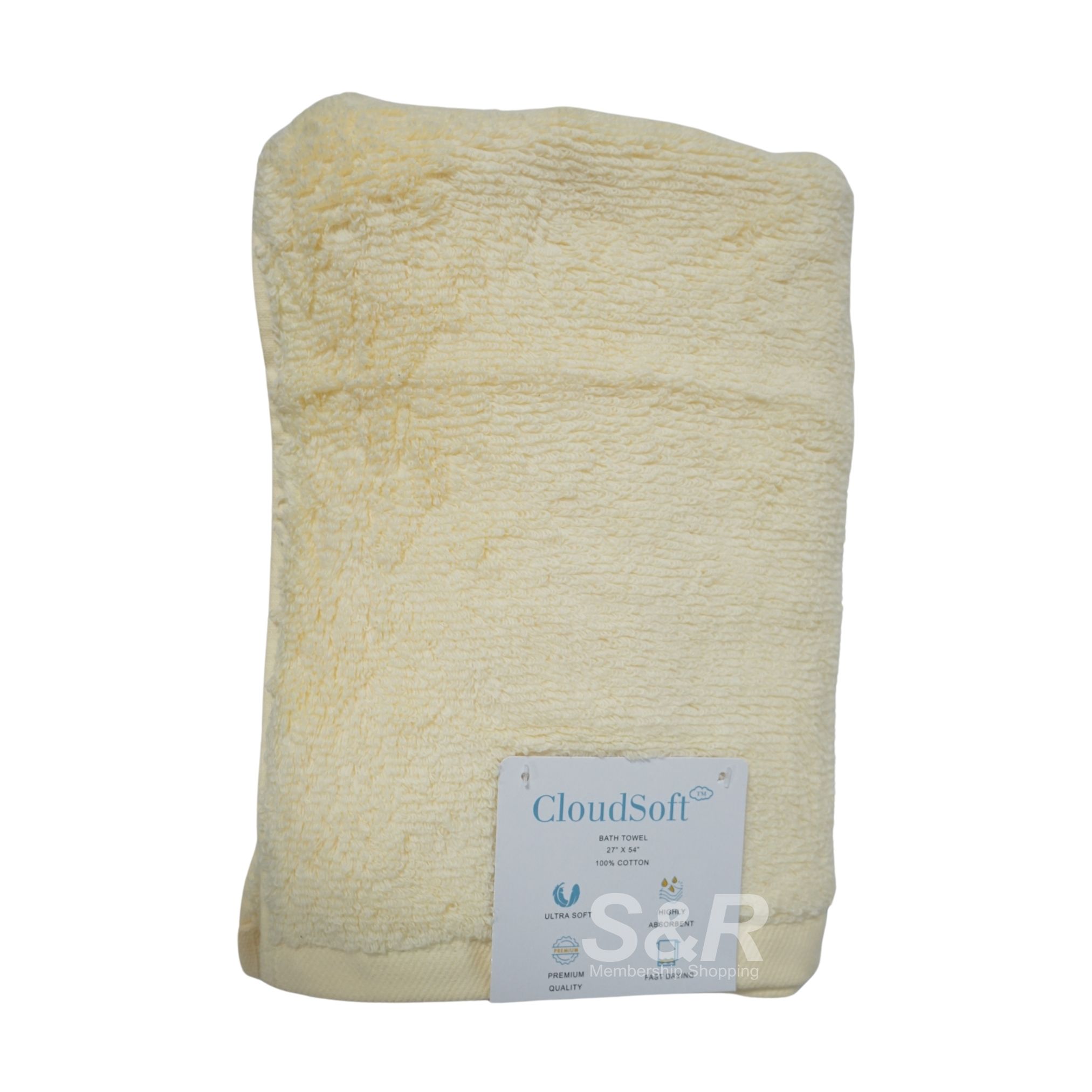 Cloudsoft Bath Towel Light Yellow 27x54in